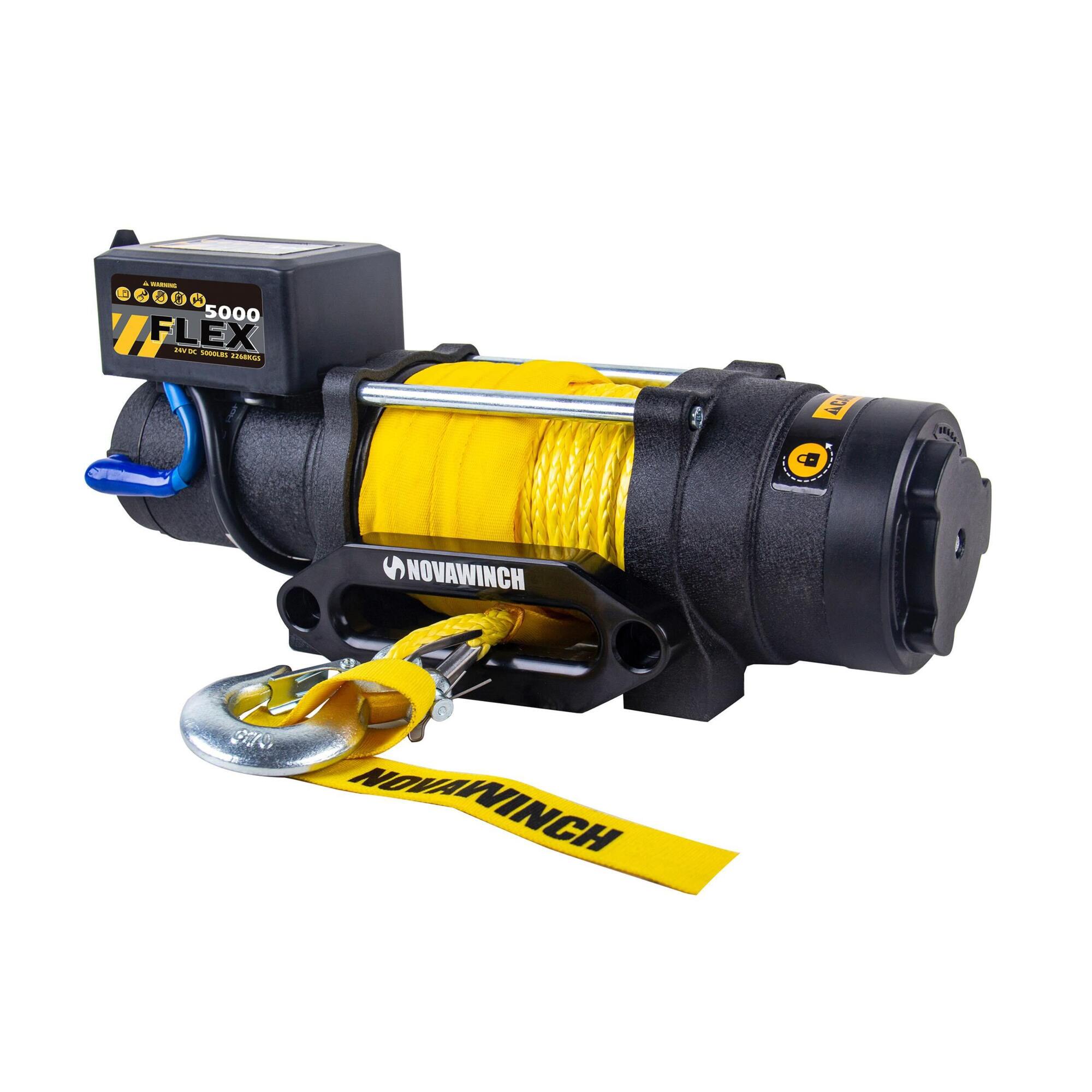 Novawinch Flex 12 Volt DC Powered Trailer/Utility Winch, 5000 lb Capacity, 38 ft Synthetic Rope